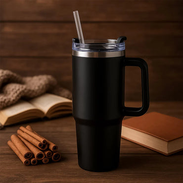 Premium 1200 ML Stainless Steel Vacuum Insulated Travel Mug with Straw & Handle – Double Wall Thermos Tumbler for Hot & Cold Drinks