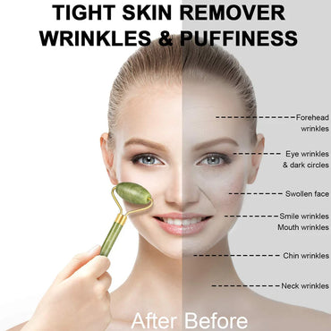 Jade Face Roller Set + Gua Sha Stone