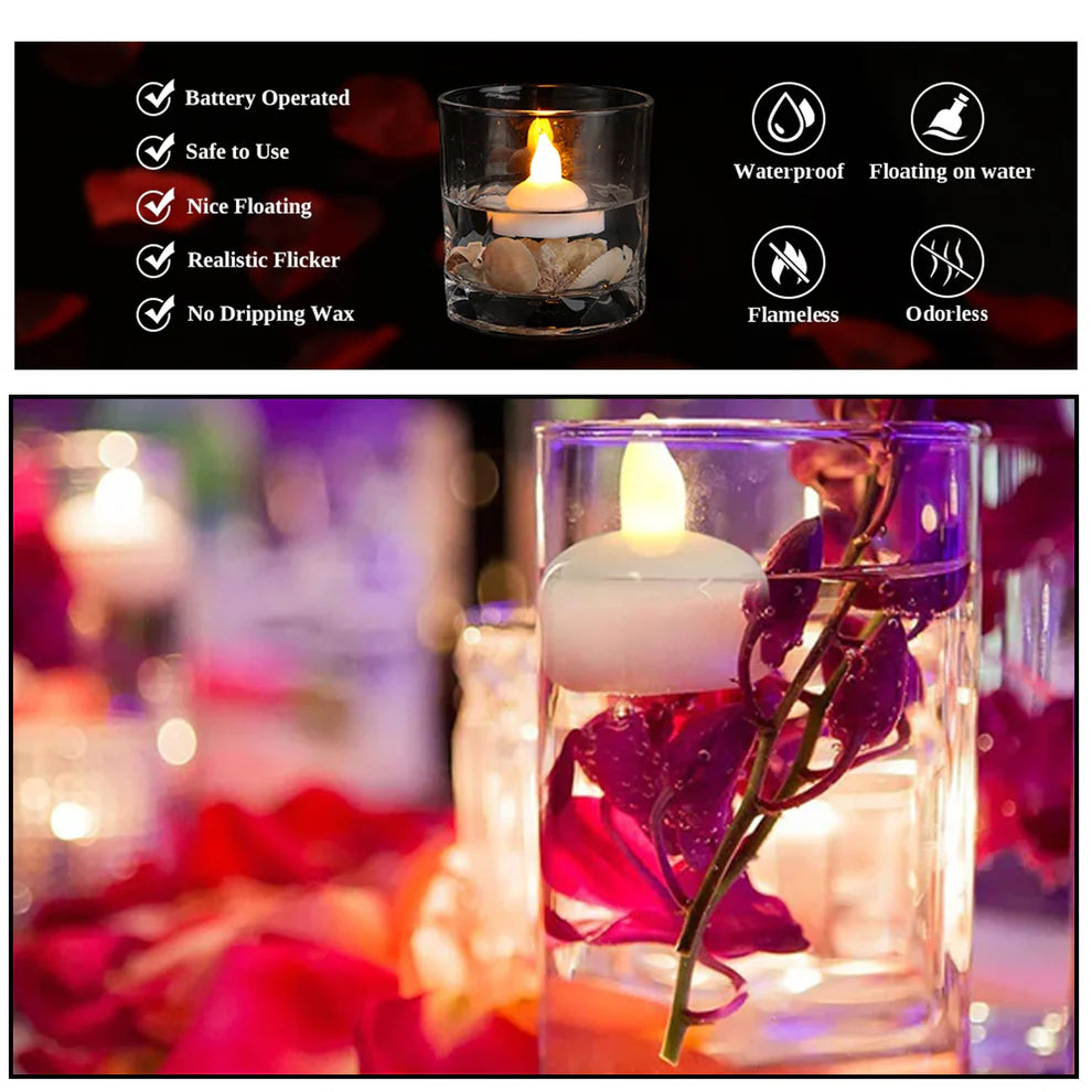 Flameless LED Floating Candles - Set of 12
