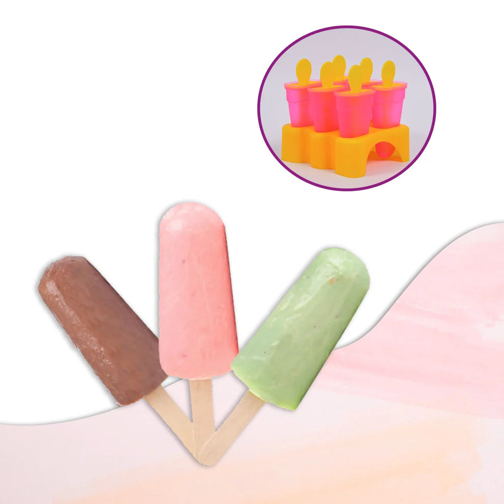 Kulfi Maker Moulds Set Plastic Set of 6 pcs For Freezer Use