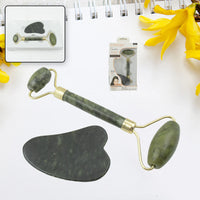 Jade Face Roller Set + Gua Sha Stone