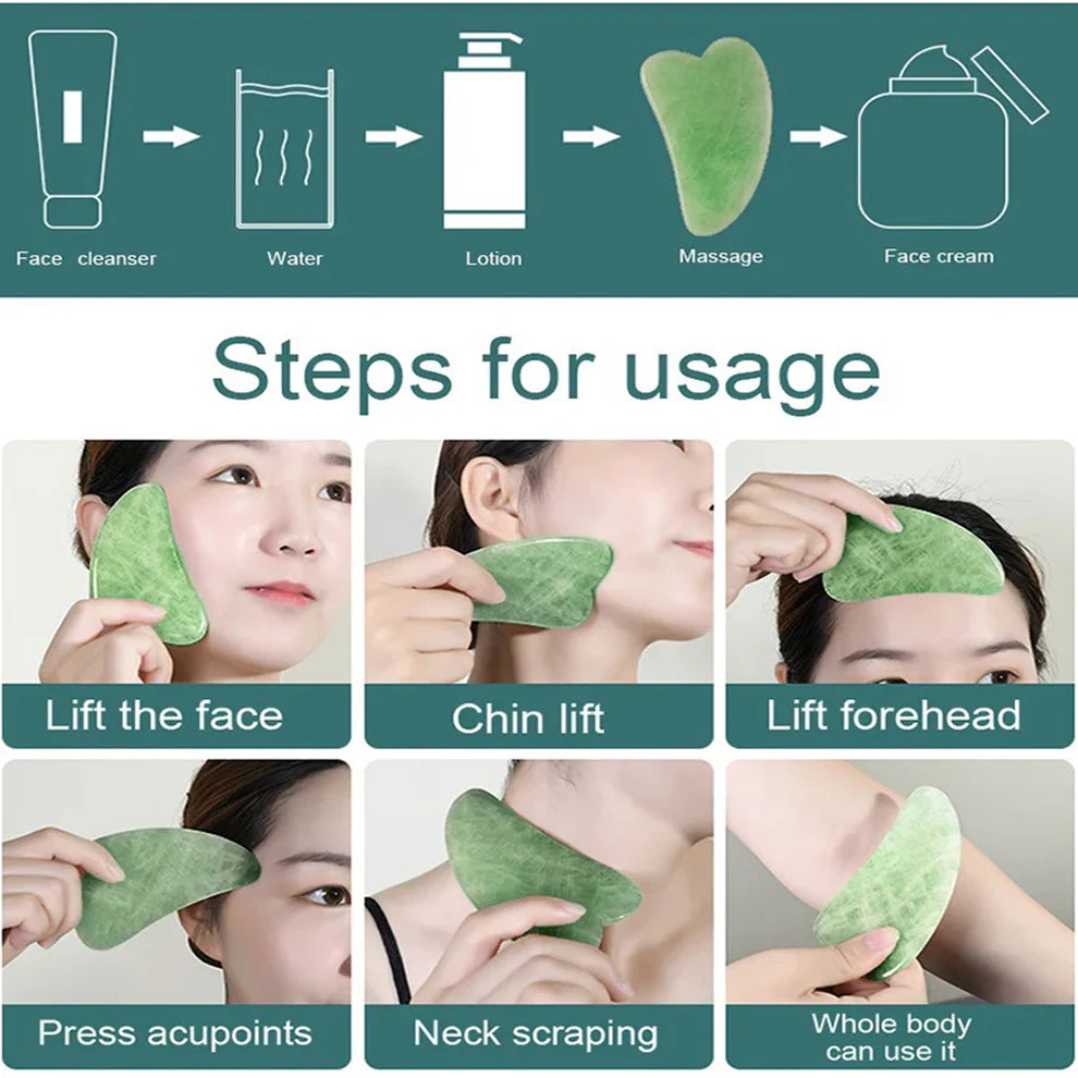 Jade Face Roller Set + Gua Sha Stone